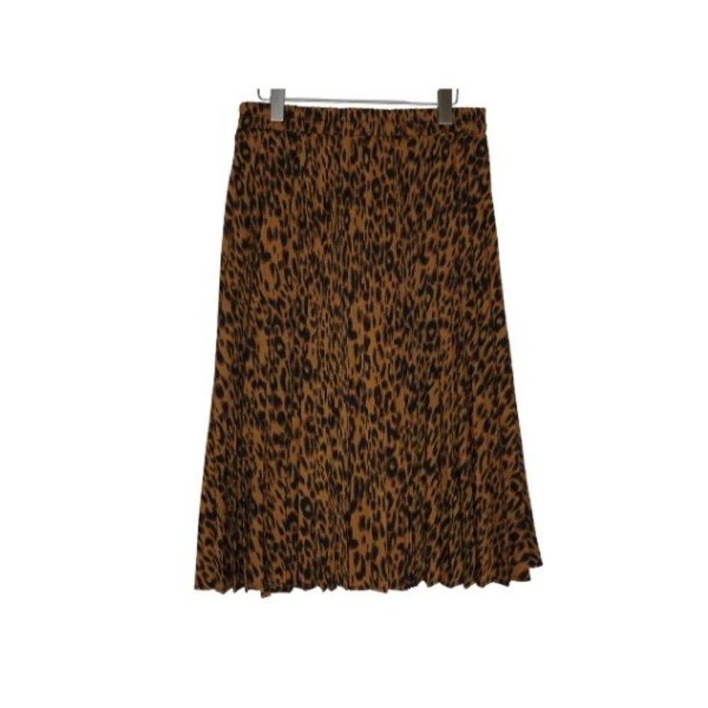 CHARTOU Women's A Line Leopard Print Pleated Midi-Long Skirt